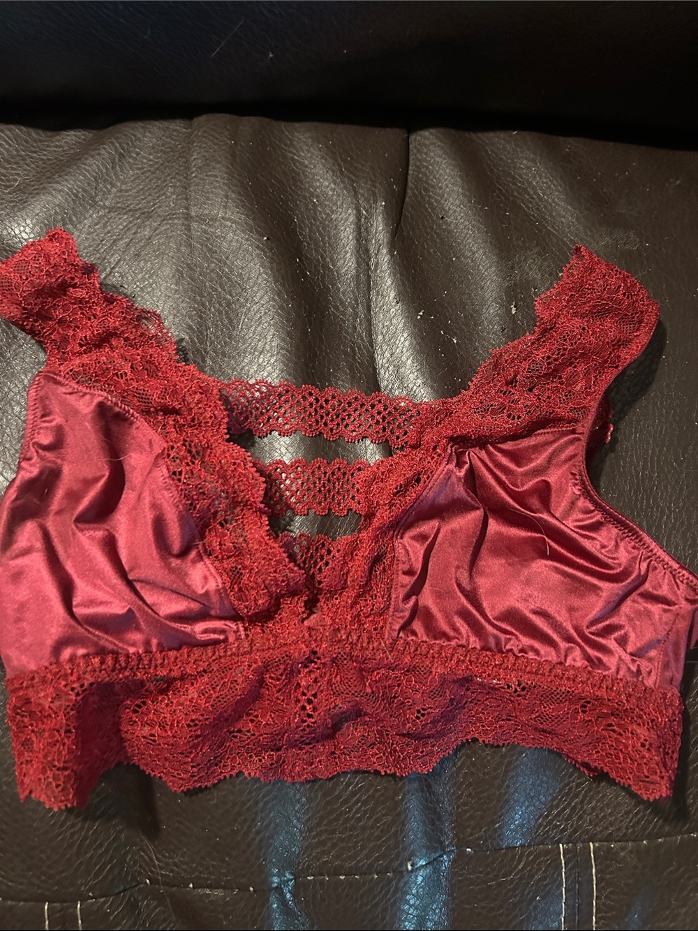 Victoria's Secret Satin & Lace Bralette in Burgundy